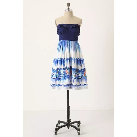 Nathalie Lete Anthropologie First Dance Strapless Cocktail Dress Sz 0 - Picture 1 of 13